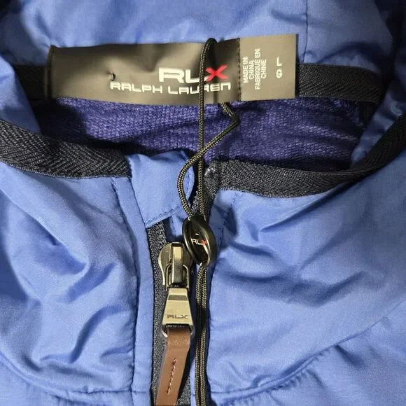RLX Ralph Lauren Golf Wool Full Zip Hooded Jacket Mens Large Blue Light Purple L - Picture 4 of 6